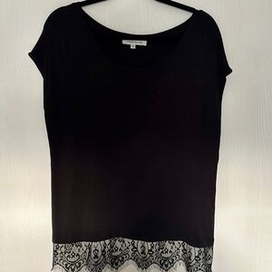 Black Tunic knit Top with Lace bottom